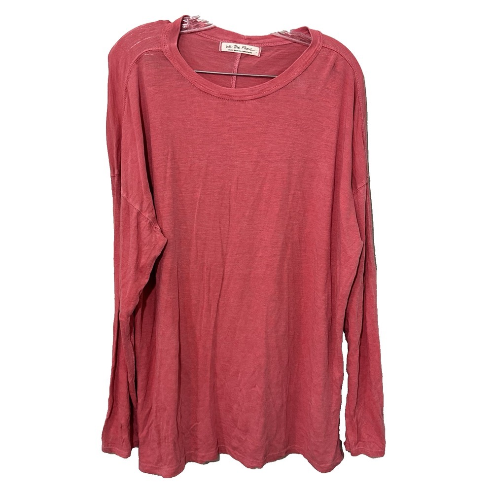 Free People We The Free. Red S Oversize T Shirt Boho Minimal Relaxed Chic